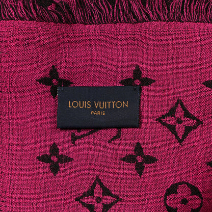 Louis Vuitton Wool Silk So LV Stole Pink Black 4 of 4