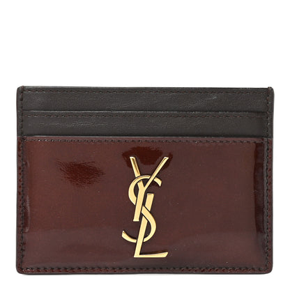 Saint Laurent Patent Calfskin Monogram Credit Card Case Spicy Chocolate 1 of 6