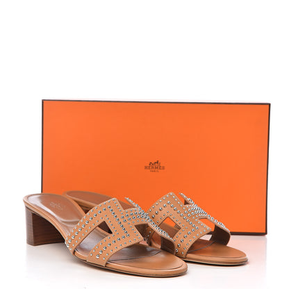 Hermes Calfskin Studded Oasis Sandals 41 Natural 10 of 10