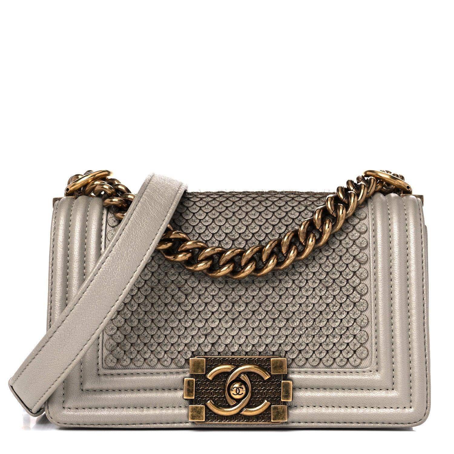 Chanel Metallic Lambskin Small Scaled Boy Flap Gold 1 of 13
