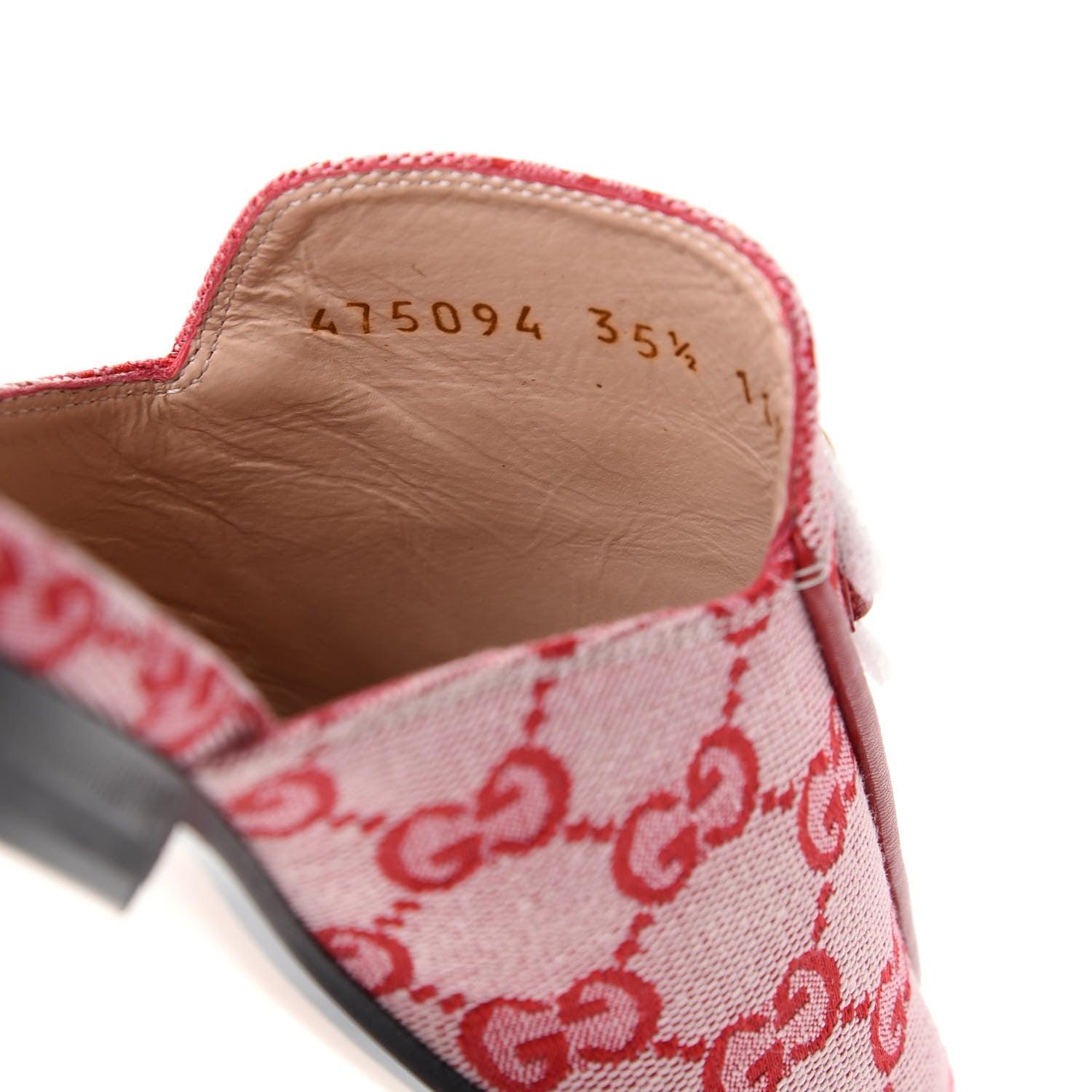 Gucci Canvas GG Monogram Horsebit Womens Princetown Slippers 35.5 Gardenia Hibiscus Red 10 of 11