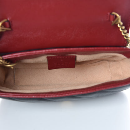 Gucci Vintage Effect Calfskin Matelasse Diagonal Super Mini Torchon GG Marmont Shoulder Bag Black Romantic Cherry 5 of 11