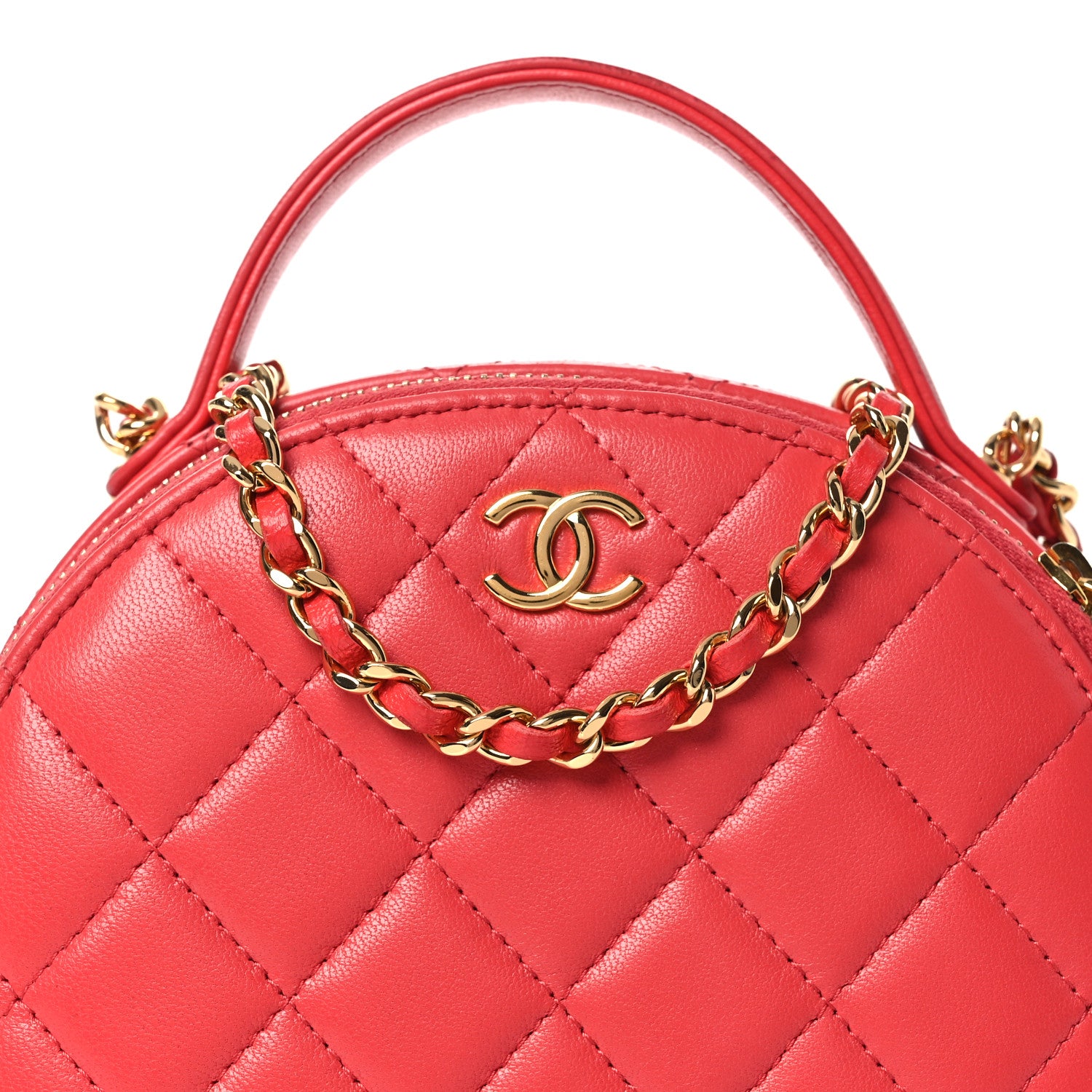 Chanel Lambskin Quilted Small Chic Riviera Top Handle Vanity Case Red 8 of 10