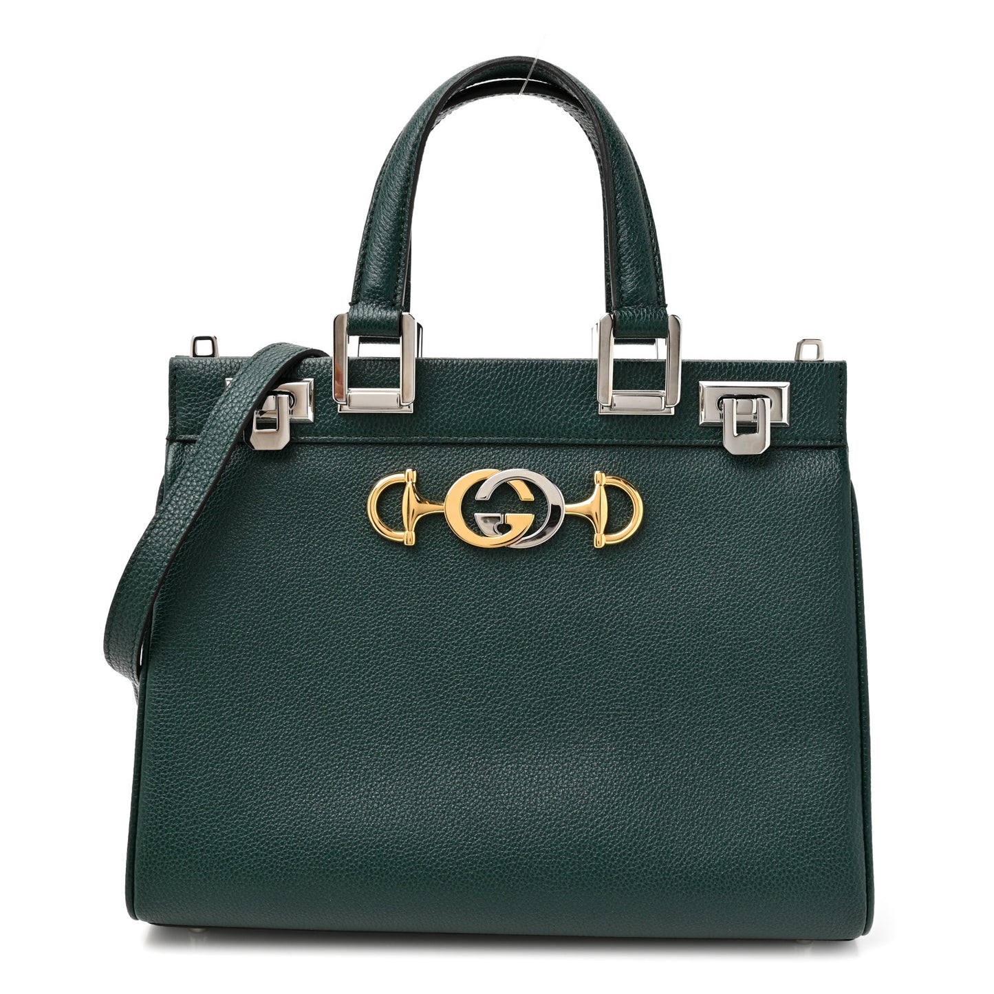 Grainy Calfskin Small Zumi Top Handle Bag Vintage Green