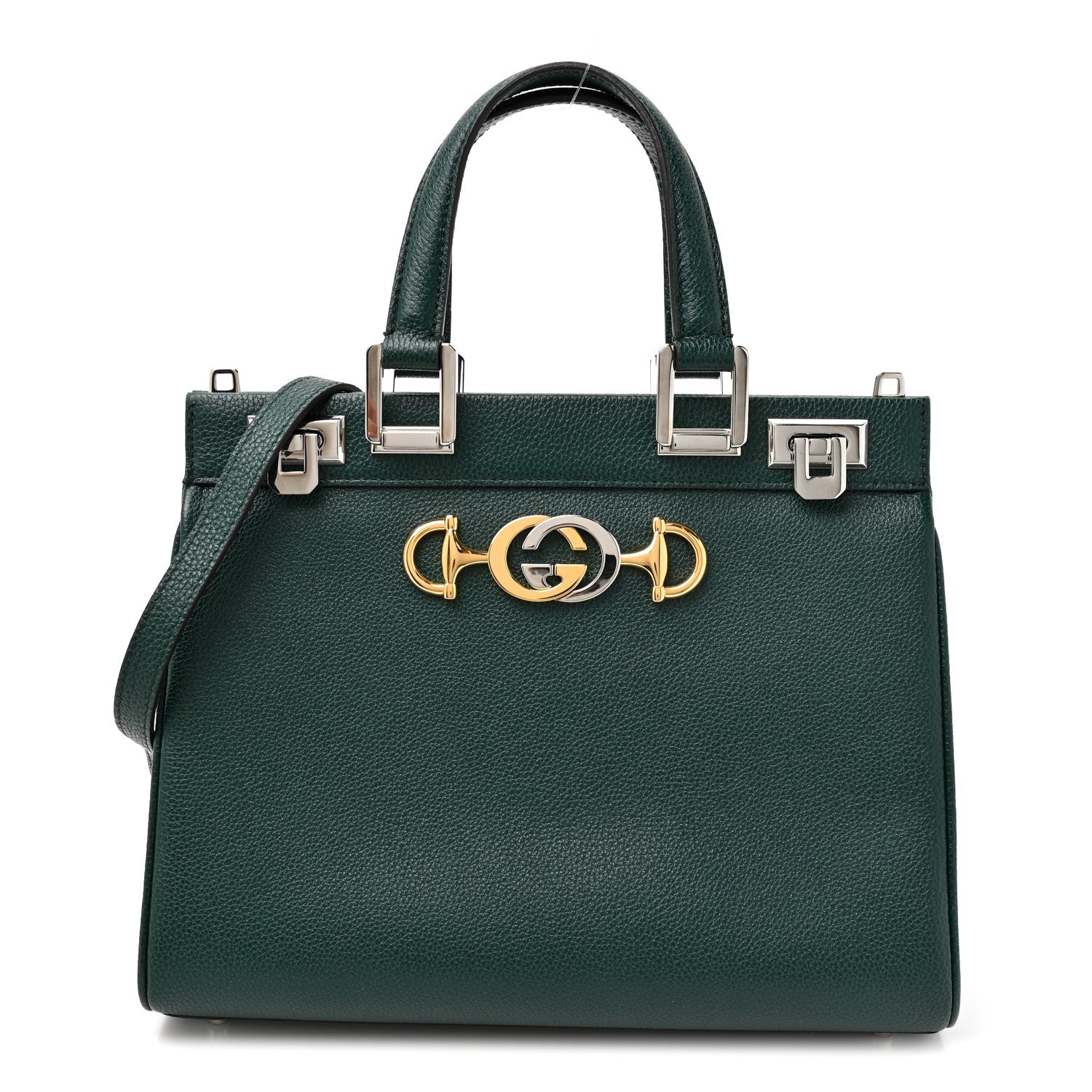 Gucci Grainy Calfskin Small Zumi Top Handle Bag Vintage Green 1 of 10
