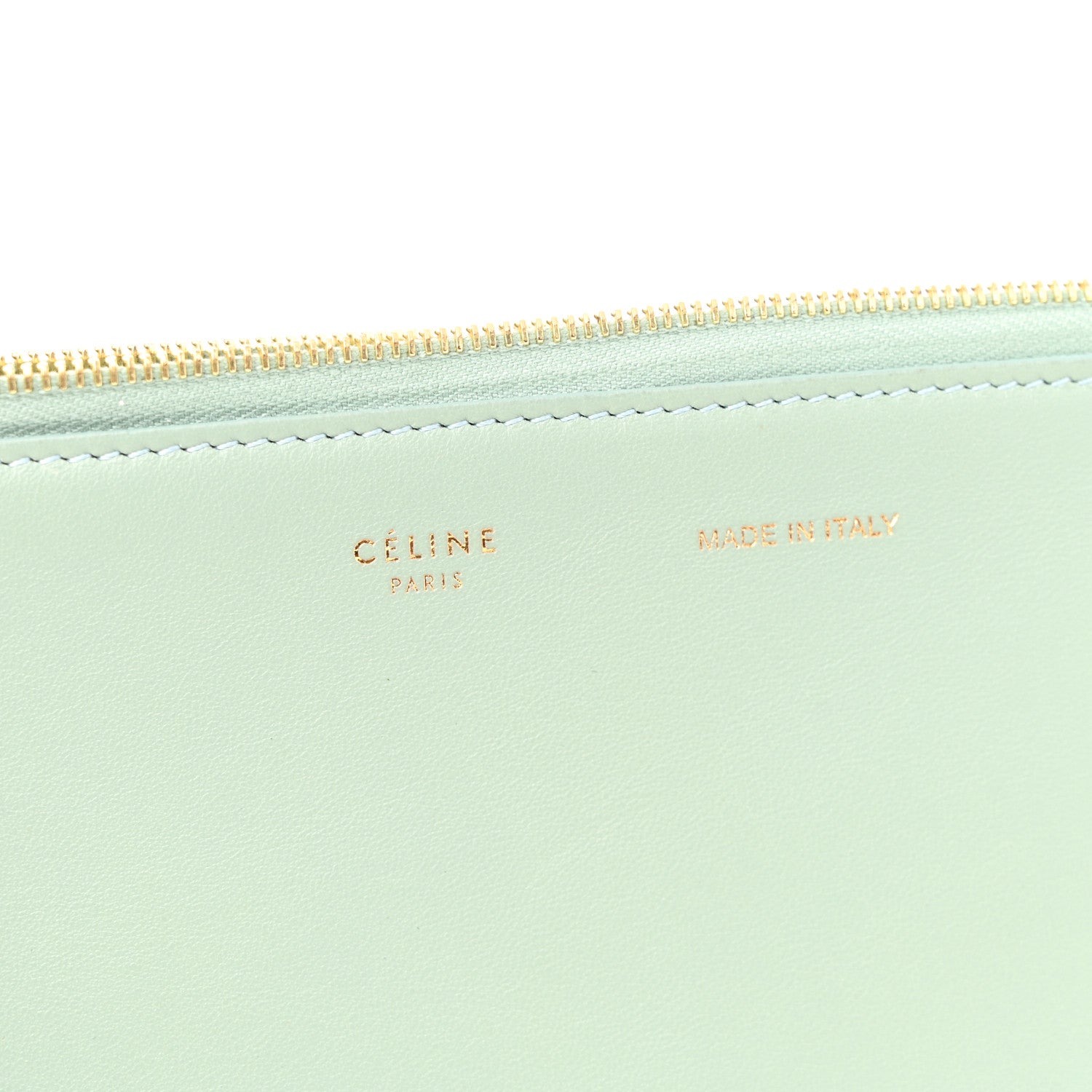 Celine Plastic Bag with Cloudy Lambskin Solo Zip Pouch Clutch Celadon 10 of 11