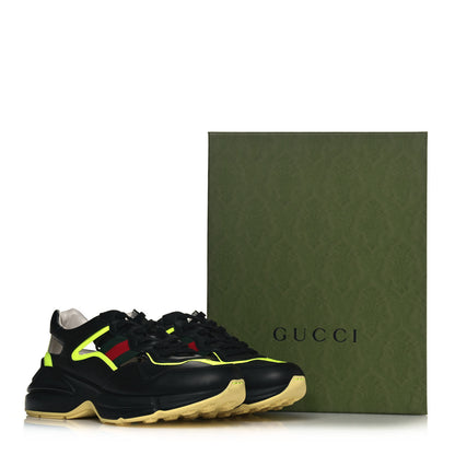 Gucci Demetra Web Mens Rhyton Cut Out Sneakers 10.5 Black Yellow Fluo 8 of 8