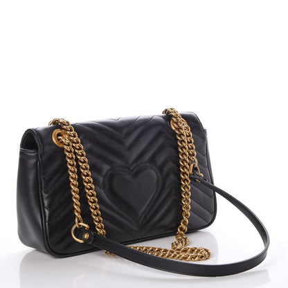 Gucci Calfskin Matelasse Small GG Marmont Shoulder Bag Black 3 of 9