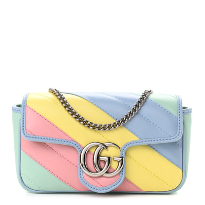 Gucci Calfskin Matelasse Diagonal Super Mini GG Marmont Shoulder Bag Multicolor Pastel 1 of 11