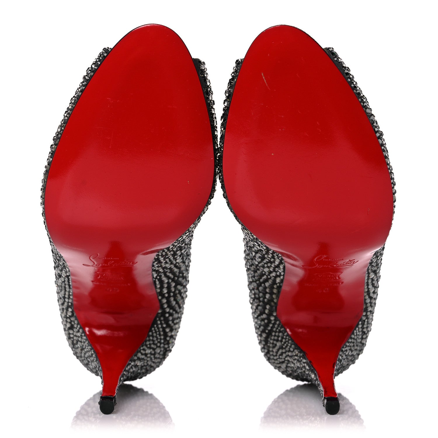 Christian Louboutin Suede Crystal Sexy Strass Peep Toe Pumps 40 Black Diamond 5 of 11