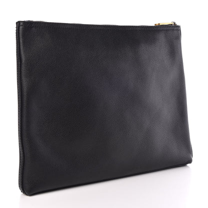 Gucci Pebbled Calfskin Medium Logo Portfolio Clutch Black 3 of 7