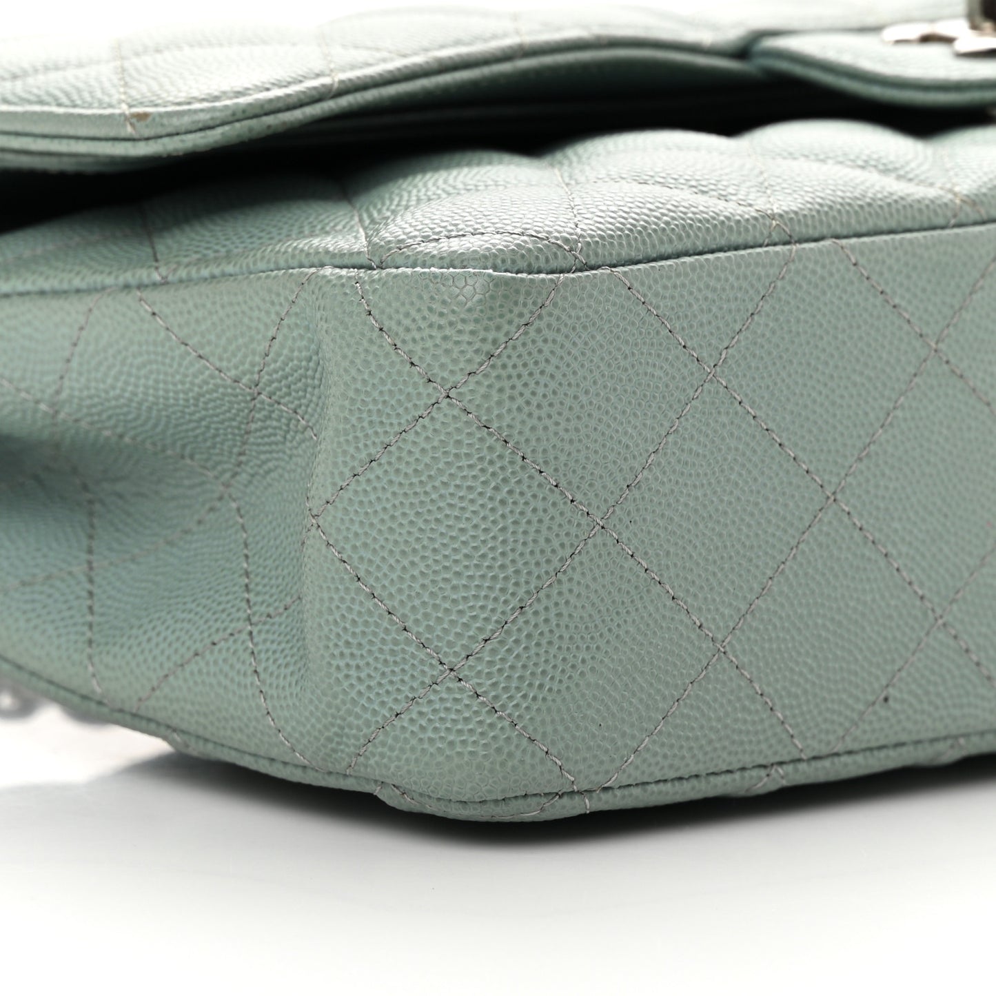 Caviar Quilted Medium Double Flap Light Blue