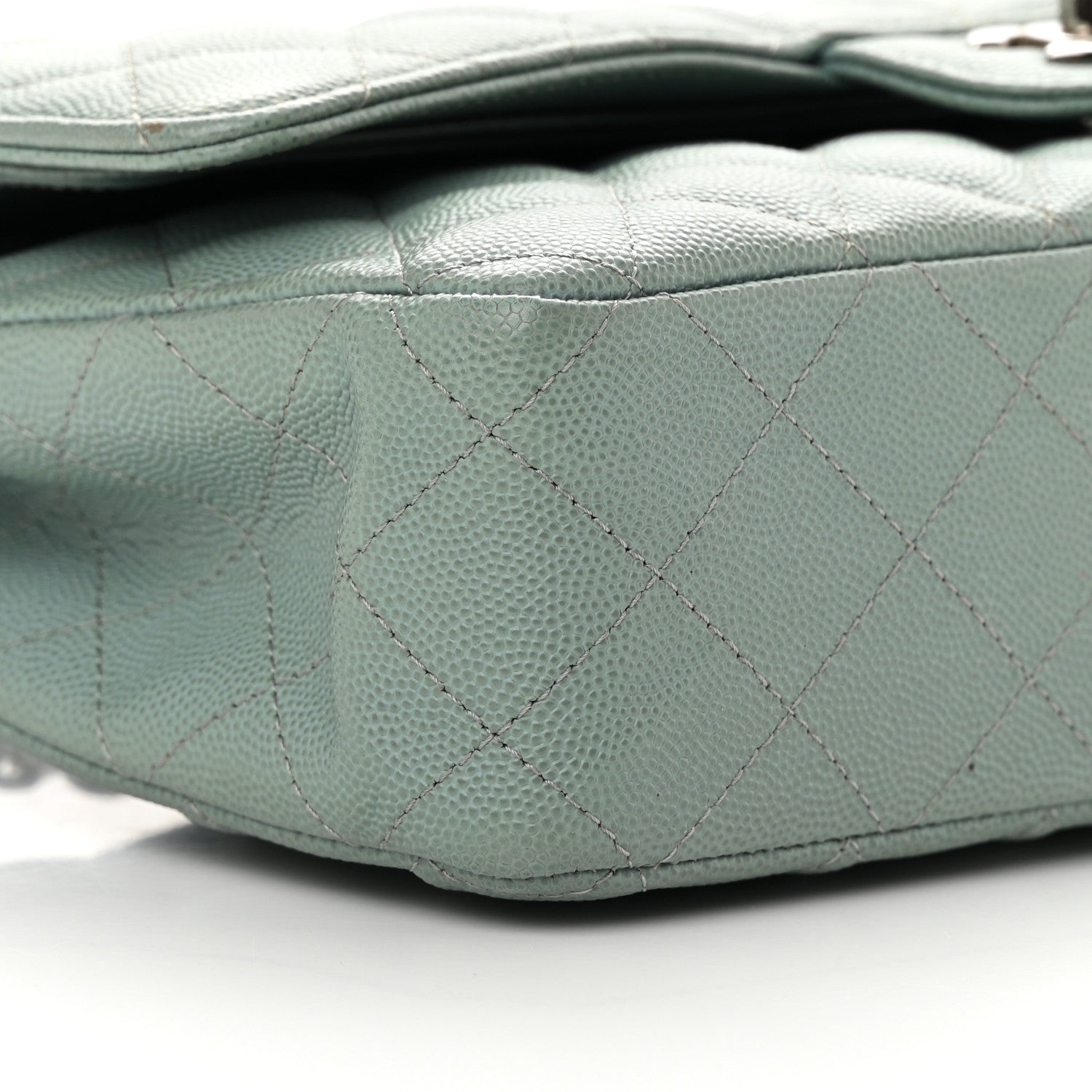 Chanel Caviar Quilted Medium Double Flap Light Blue 9 of 17