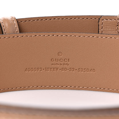 Gucci Azalea Calfskin Enamel Monochrome Double G 40mm Belt 80 32 Camelia 3 of 3