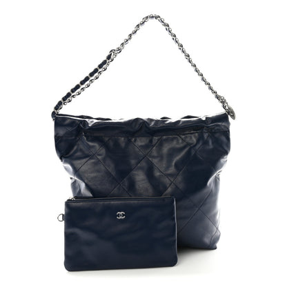 Chanel Shiny Calfskin Quilted Small Chanel 22 Navy 3 of 12