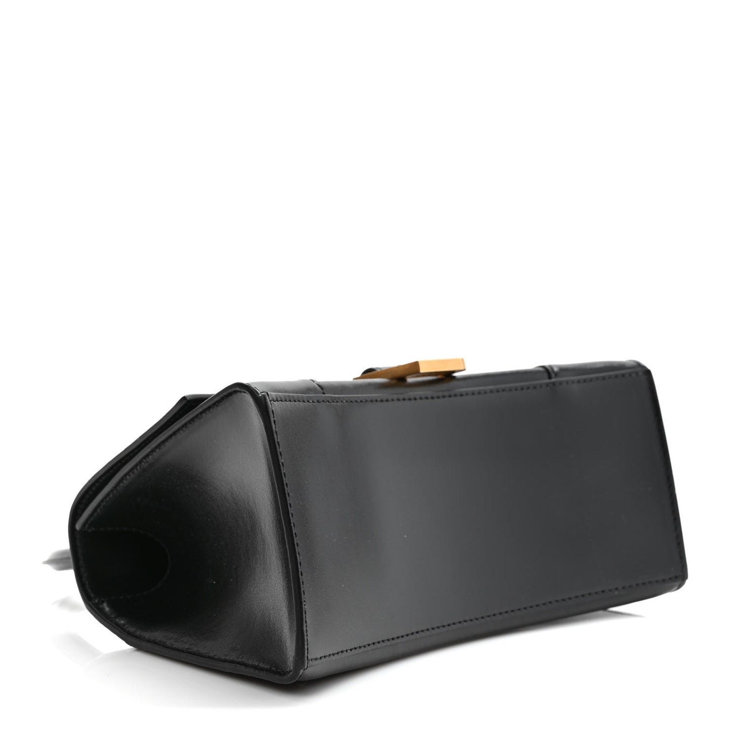 Shiny Box Calfskin Small Hourglass Top Handle Bag Black