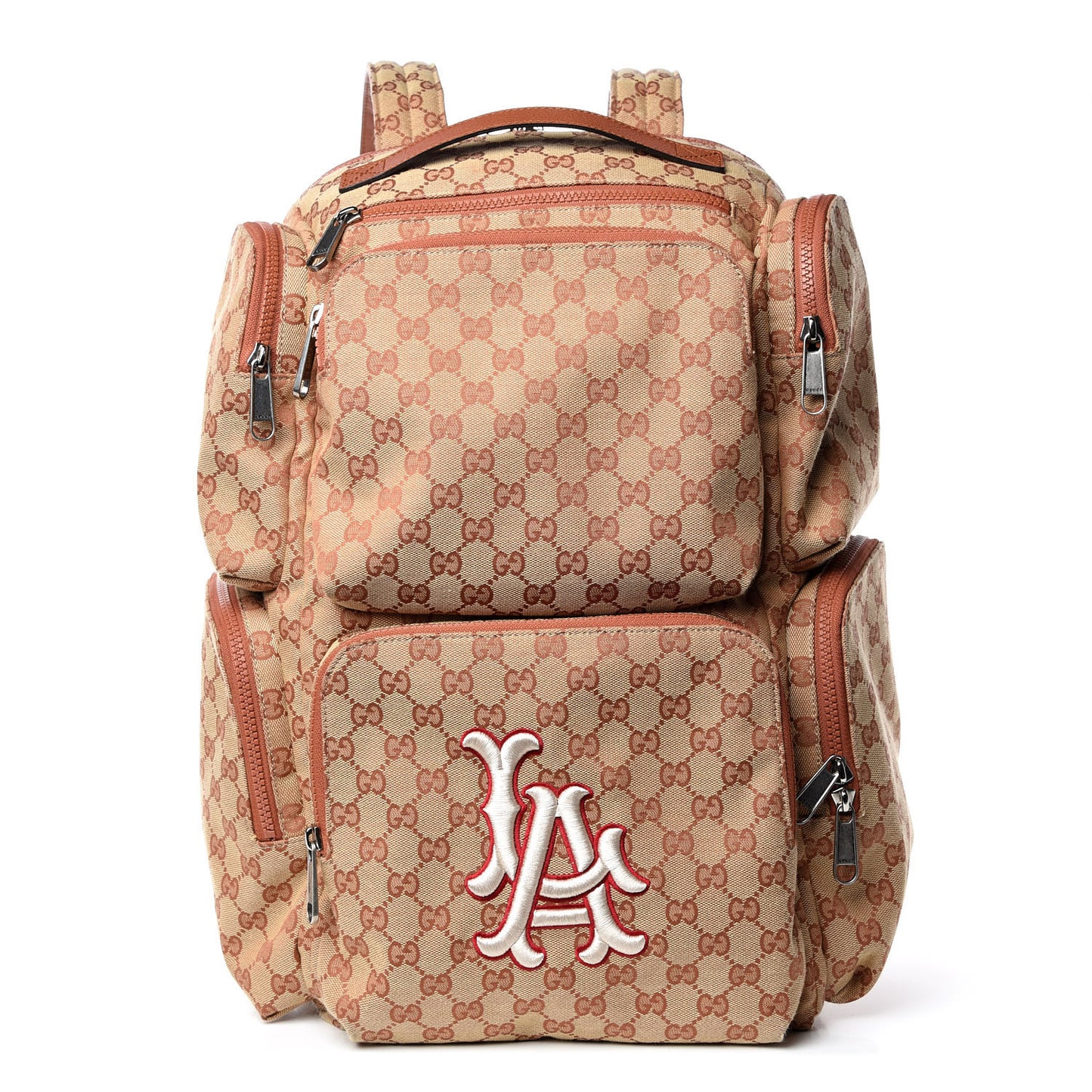 X MLB GG Monogram LA Dodgers Large Backpack Beige Ruggine Ivory