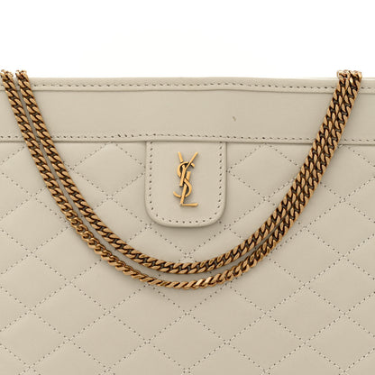 Saint Laurent Lambskin Quilted Monogram Baby Victoire Chain Clutch Blanc Vintage 8 of 12
