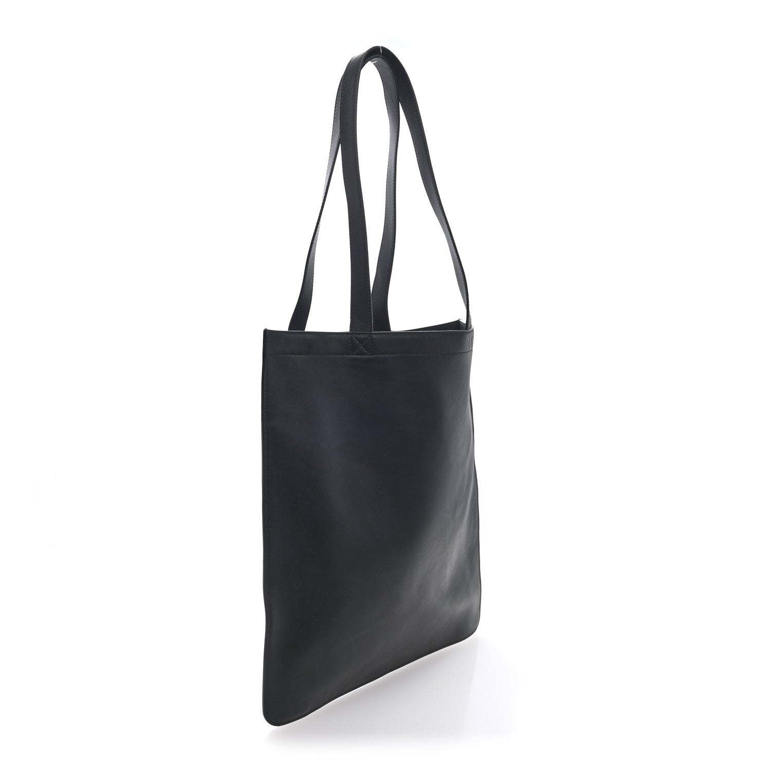 Fendi Vitello Grace Light Logo Fendi Pack Flat Shopping Tote Black 3 of 10