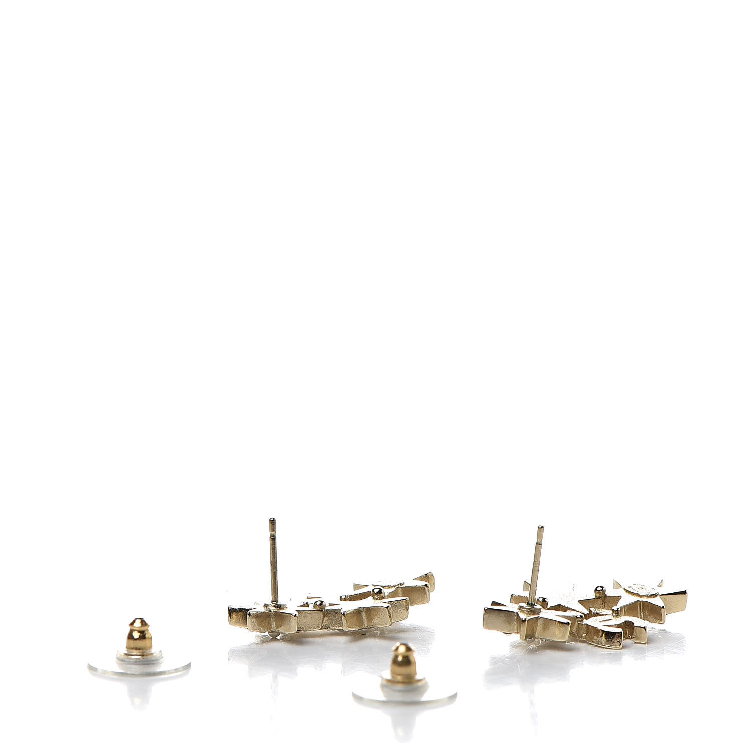 Chanel Crystal Pearl CC Star Earrings Gold 3 of 5