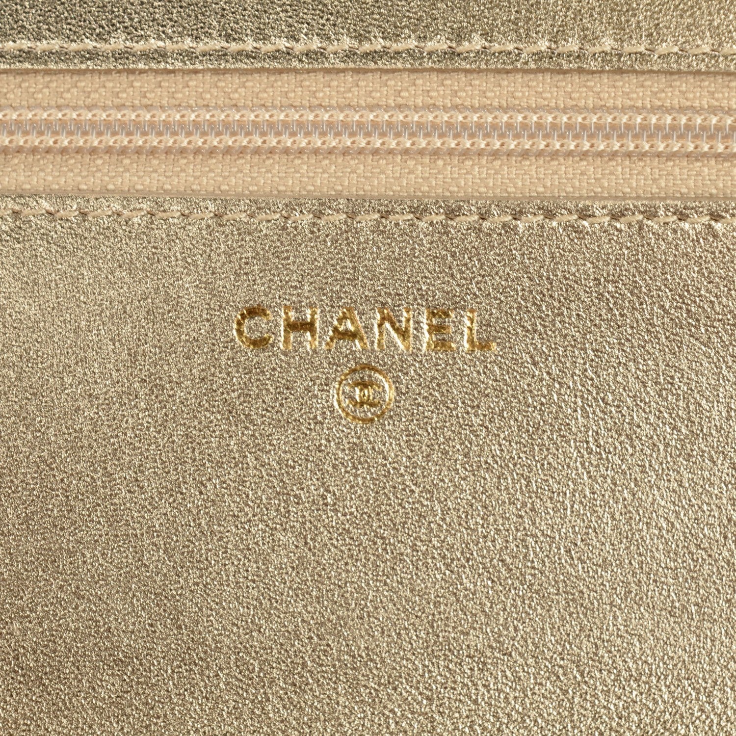 Chanel Metallic Lambskin Quilted Wallet On Chain WOC Gold 7 of 9