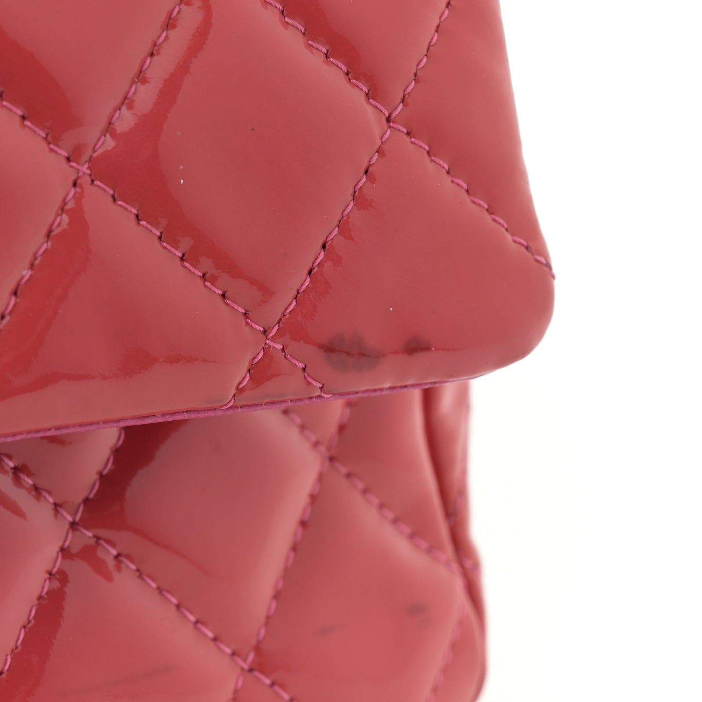 Patent Quilted Medium Double Flap Pink