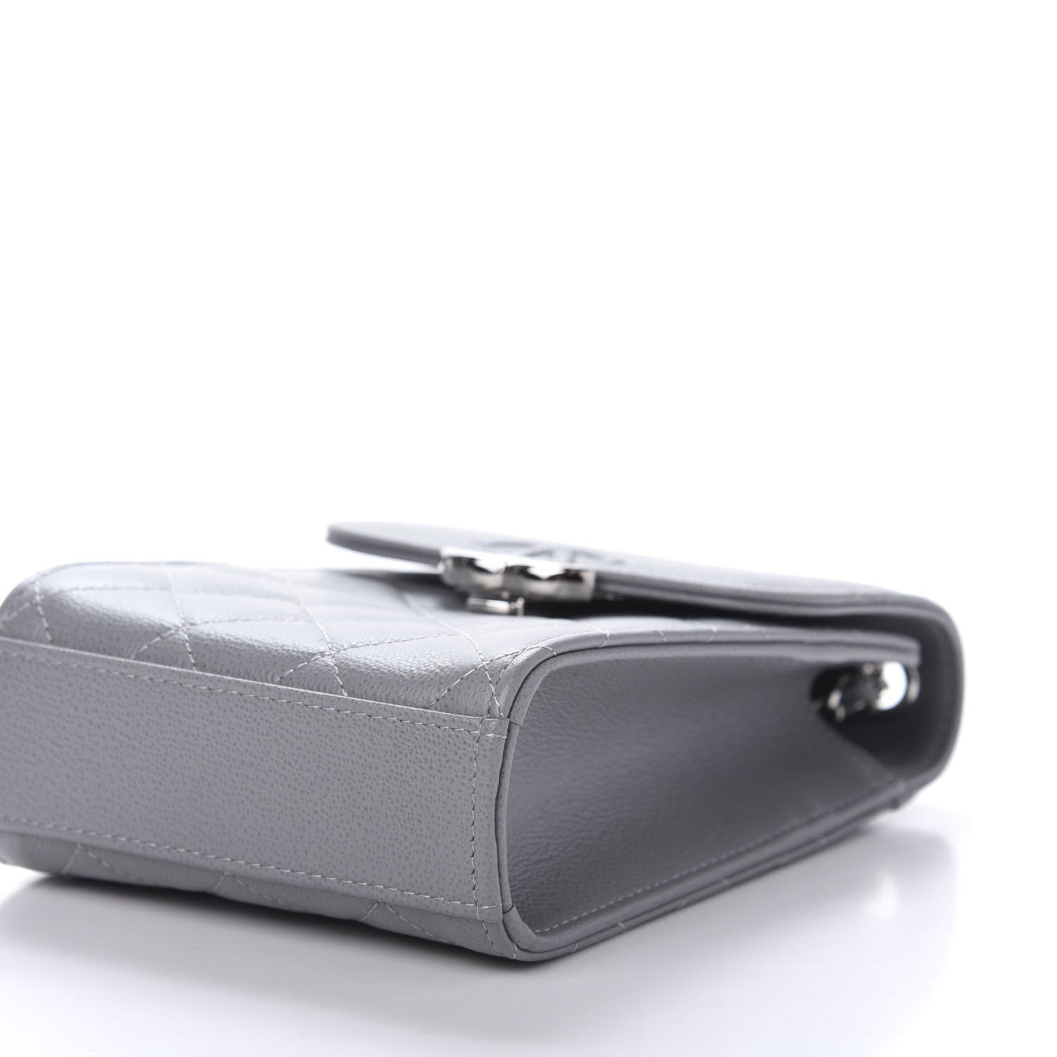 Chanel Grained Calfskin Quilted CC Box Clutch With Chain Grey 7 of 12