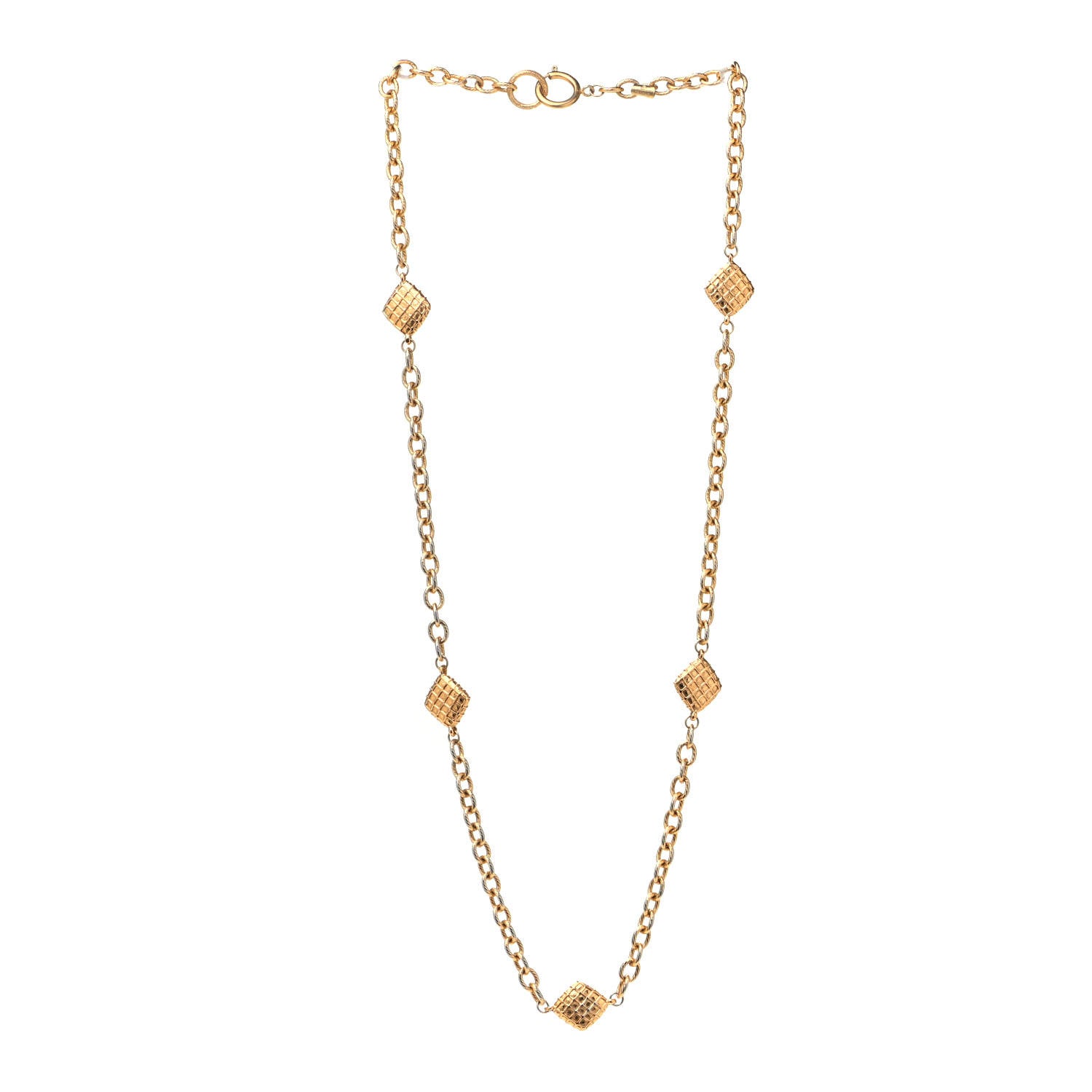 Chanel Quilted Long Chain Necklace Gold 2 of 4