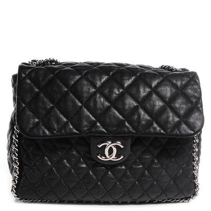 Chanel Washed Lambskin Chain Around Maxi Flap Bag Black 1 of 7