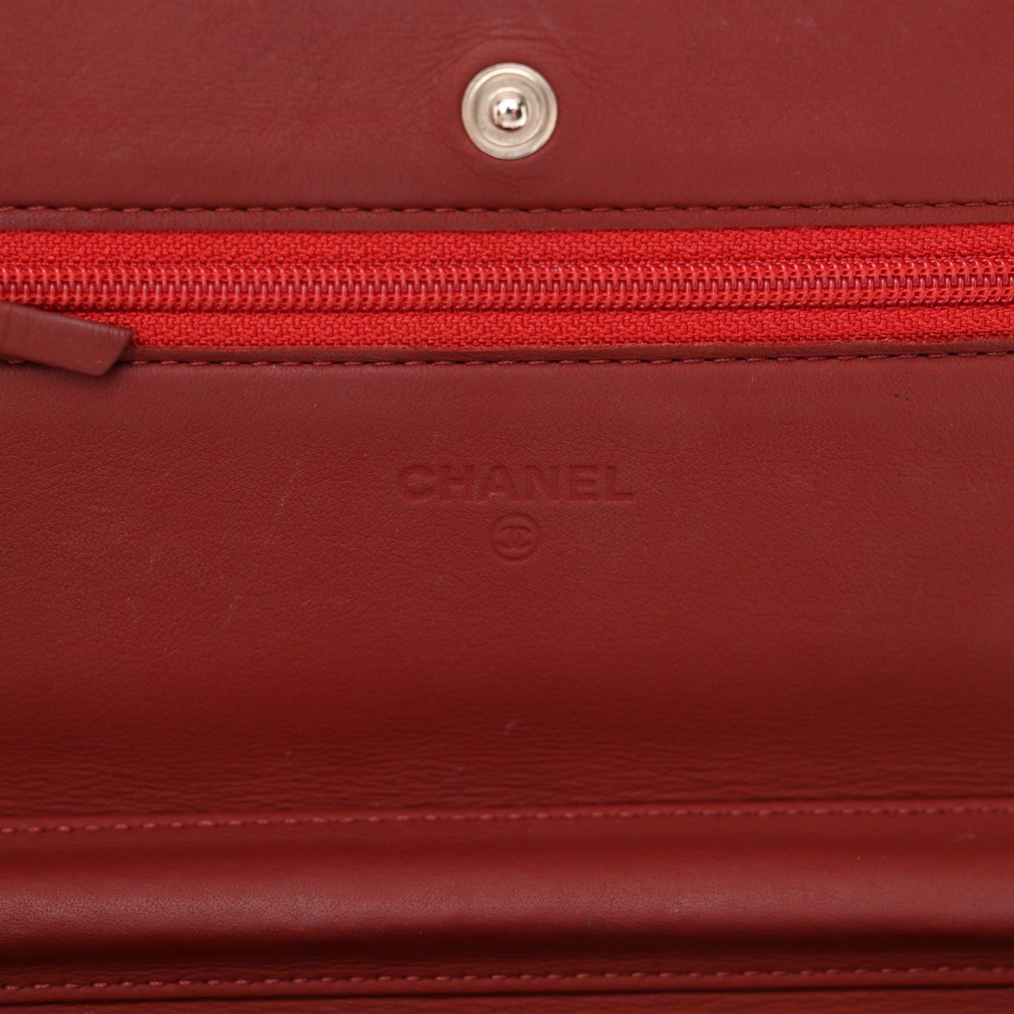 Aged Calfskin Quilted Wallet On Chain WOC Burgundy