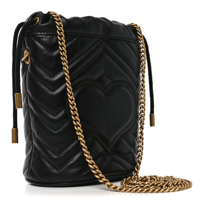 Gucci Calfskin Matelasse Mini GG Marmont 2.0 Bucket Bag Black 3 of 10