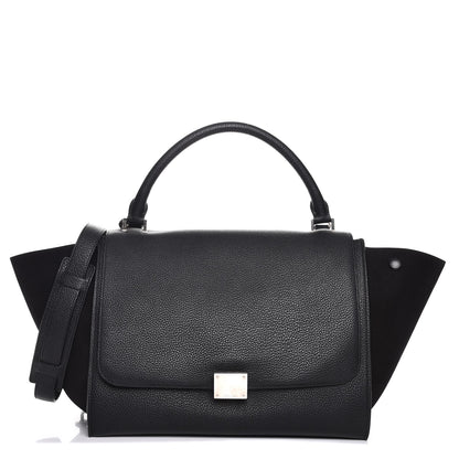 Celine Drummed Calfskin Suede Medium Trapeze Black 1 of 9