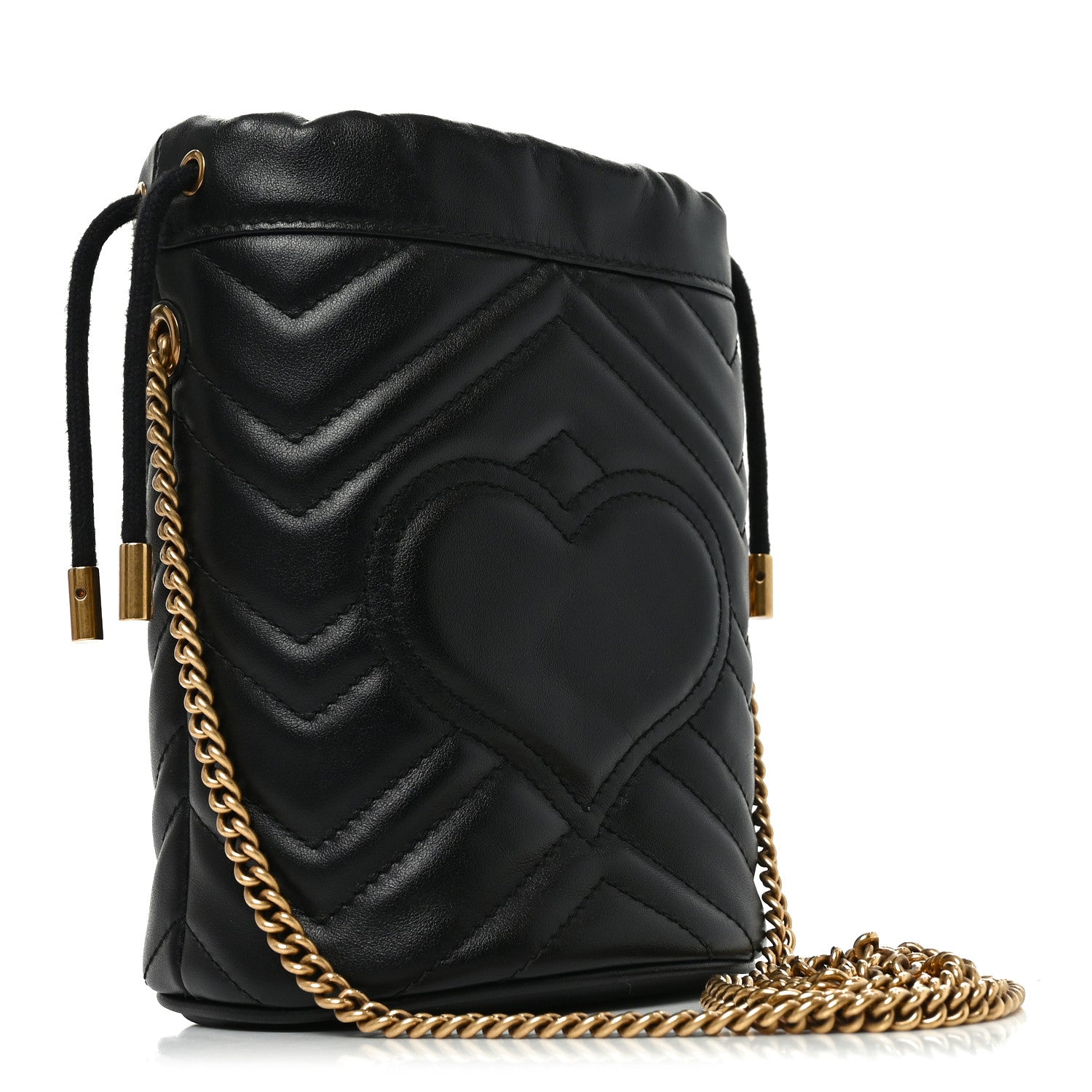 Gucci Calfskin Matelasse Mini GG Marmont 2.0 Bucket Bag Black 3 of 10