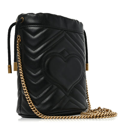 Gucci Calfskin Matelasse Mini GG Marmont 2.0 Bucket Bag Black 3 of 10