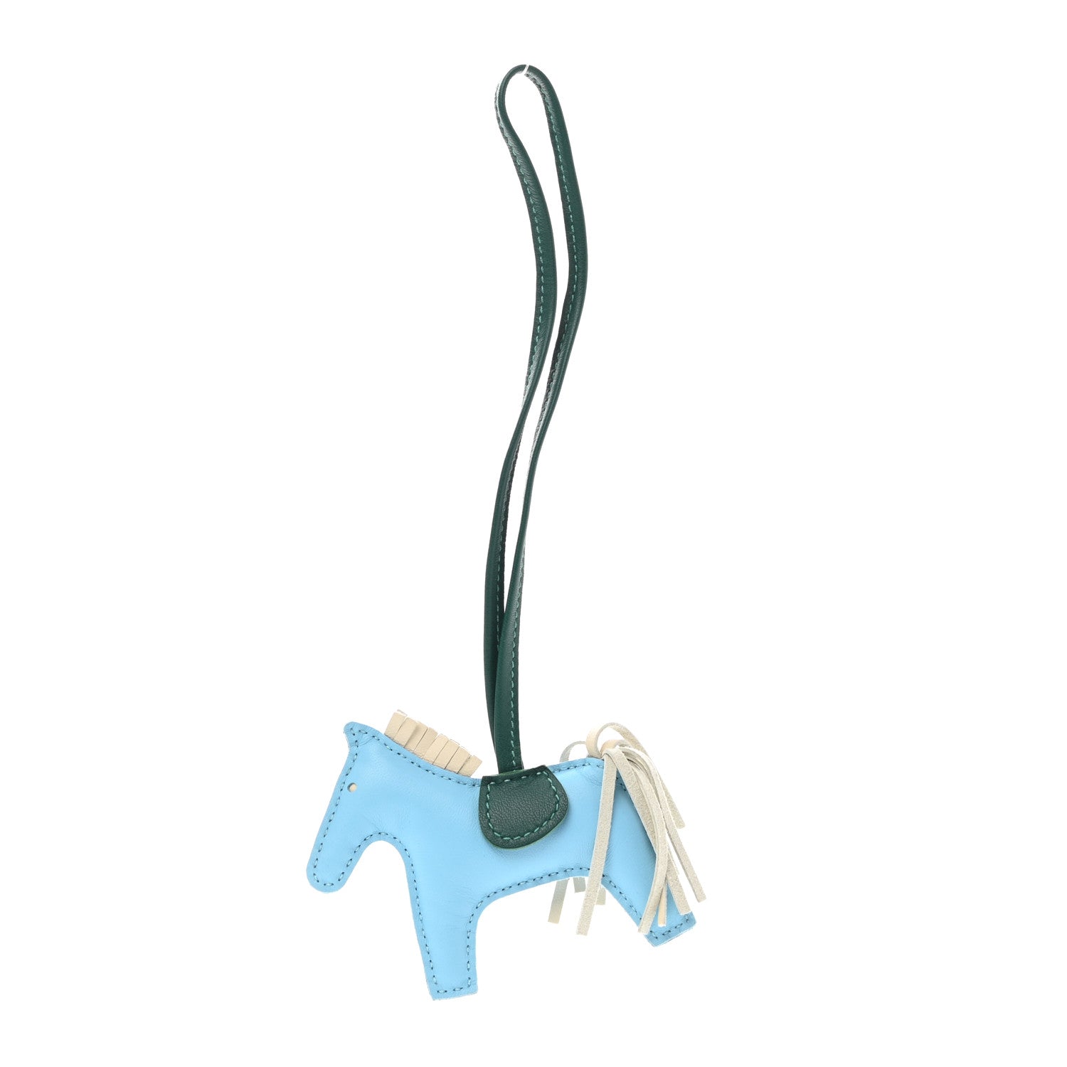 Hermes Milo Lambskin Grigri Rodeo Horse Bag Charm PM Celeste Malachite Craie 1 of 3