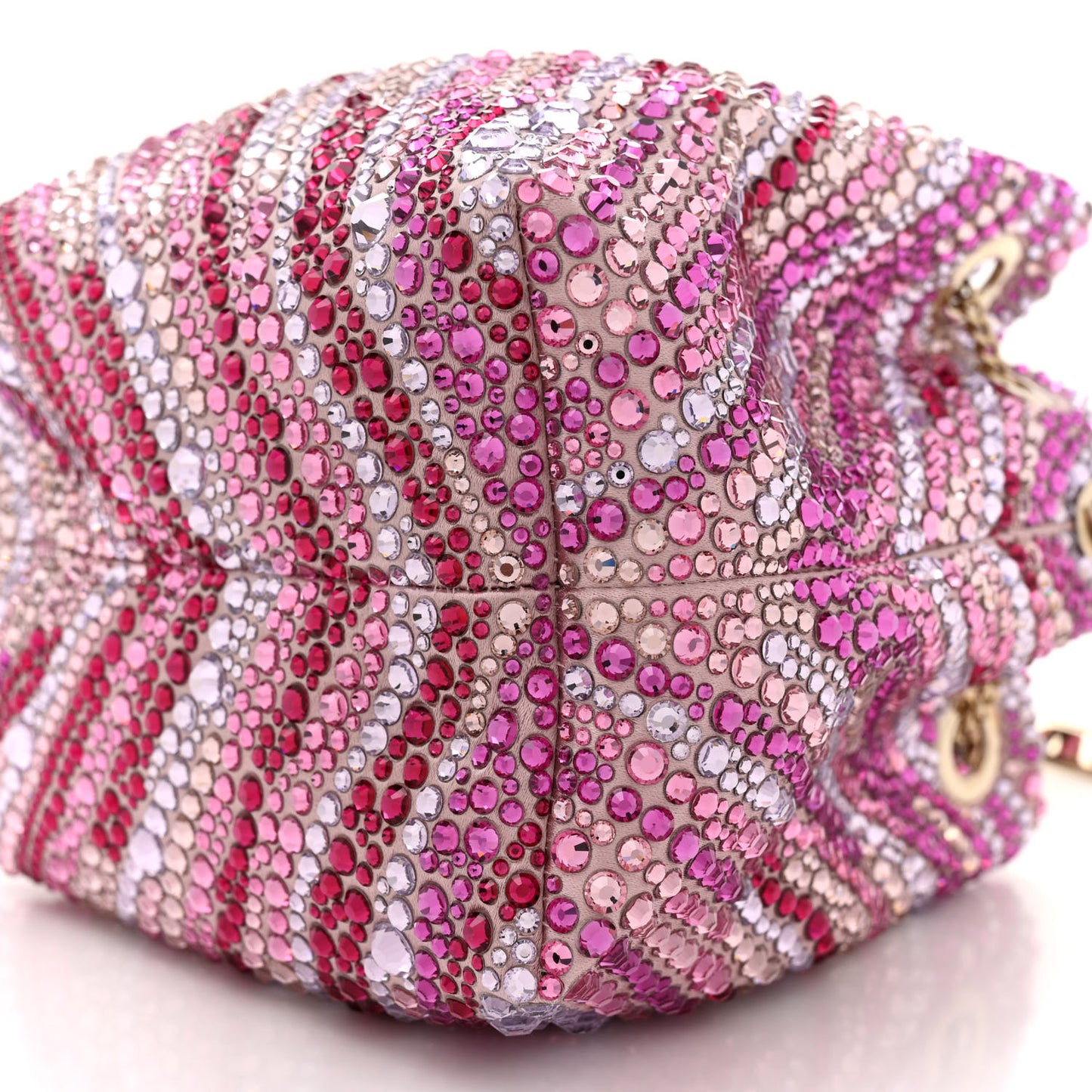 Satin Wave Degrade Hotfix Crystal Embellished Bon Bon Bucket Bag Pink Mix