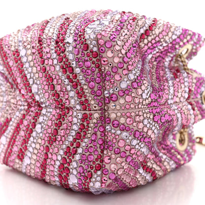 Jimmy Choo Satin Wave Degrade Hotfix Crystal Embellished Bon Bon Bucket Bag Pink Mix 9 of 9