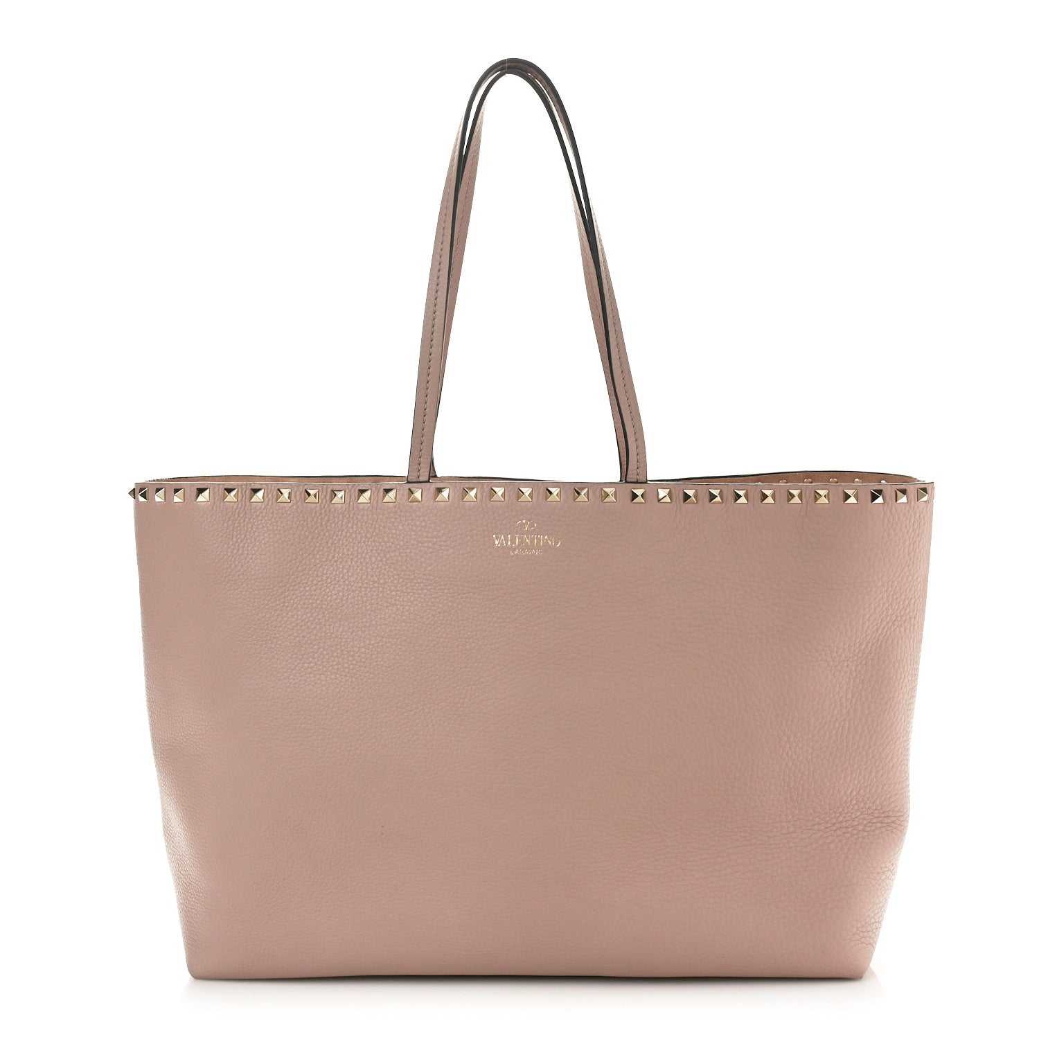 Valentino Garavani Grained Calfskin Rockstud Shoulder Tote Poudre 1 of 9