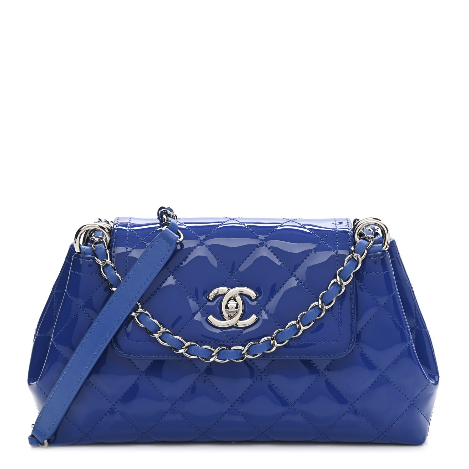 Chanel Patent Quilted Medium Coco Shine Accordion Flap Blue 1 of 10