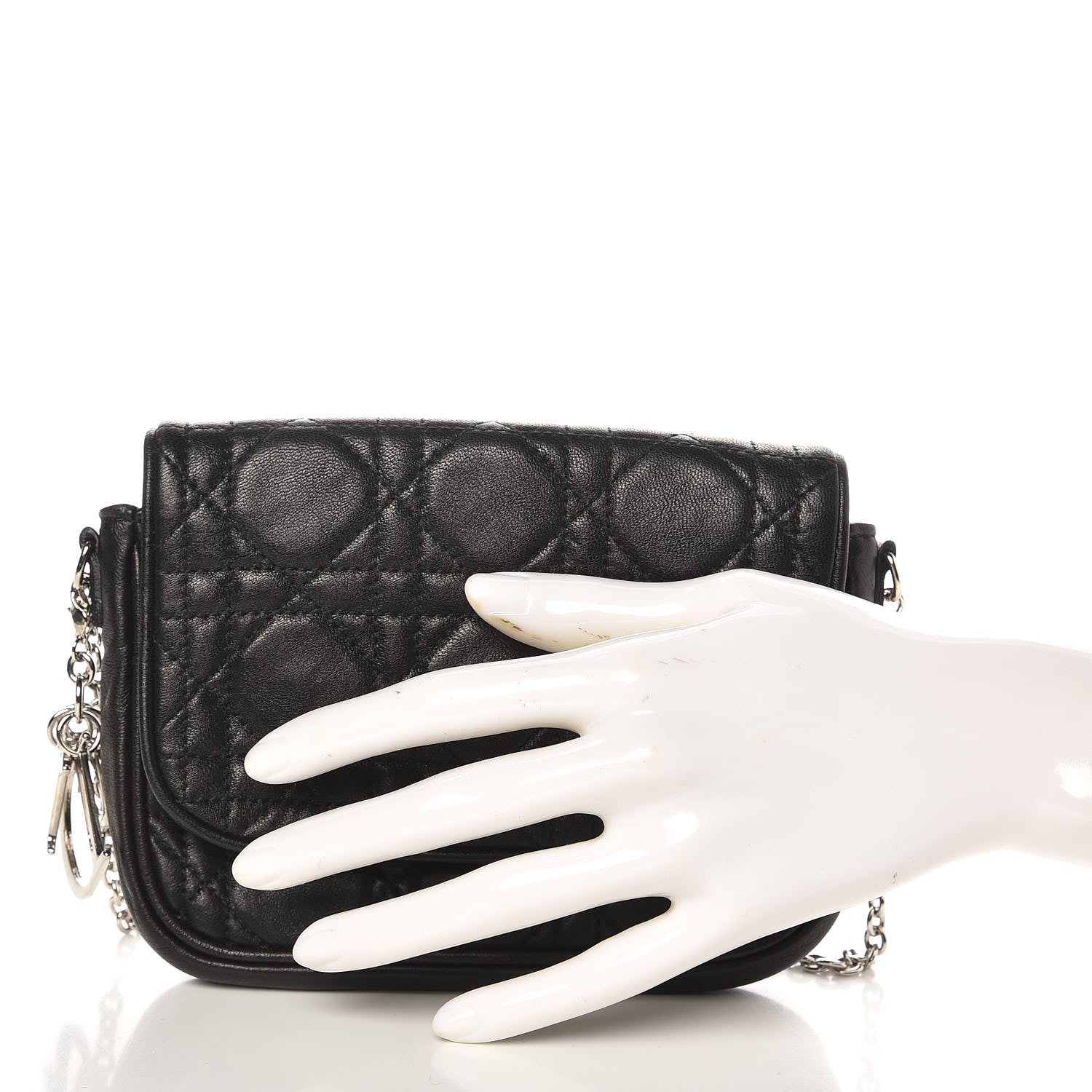 Christian Dior Lambskin Cannage Lady Dior Pochette Black 3 of 7