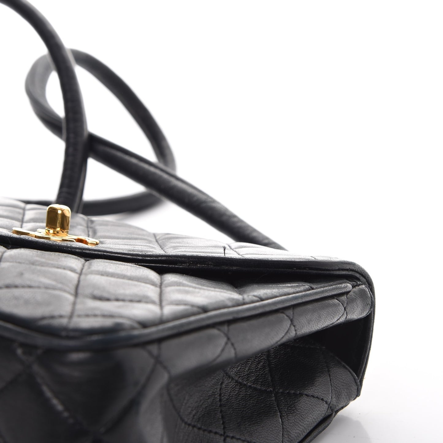 Lambskin Quilted Flap Shoulder Bag Black