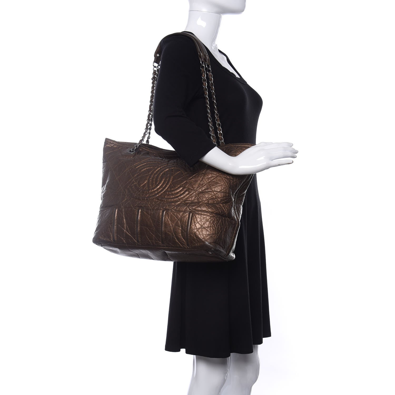 Chanel Metallic Aged Calfskin Large Shopping In Moscow Tote Bronze 2 of 10
