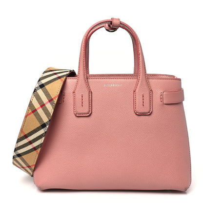 Burberry Grainy Calfskin House Check Small Banner Tote Dusty Rose 1 of 14