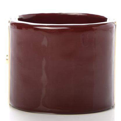 Chanel Resin Enamel Crystal CC Cabochon Cuff Burgundy 3 of 6