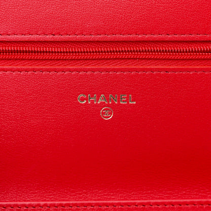 Chanel Lambskin Plexiglass Quilted Coco Love Wallet On Chain WOC Red 7 of 12