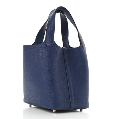 Hermes Taurillon Clemence Picotin Lock 18 PM Bleu Royal 2 of 10