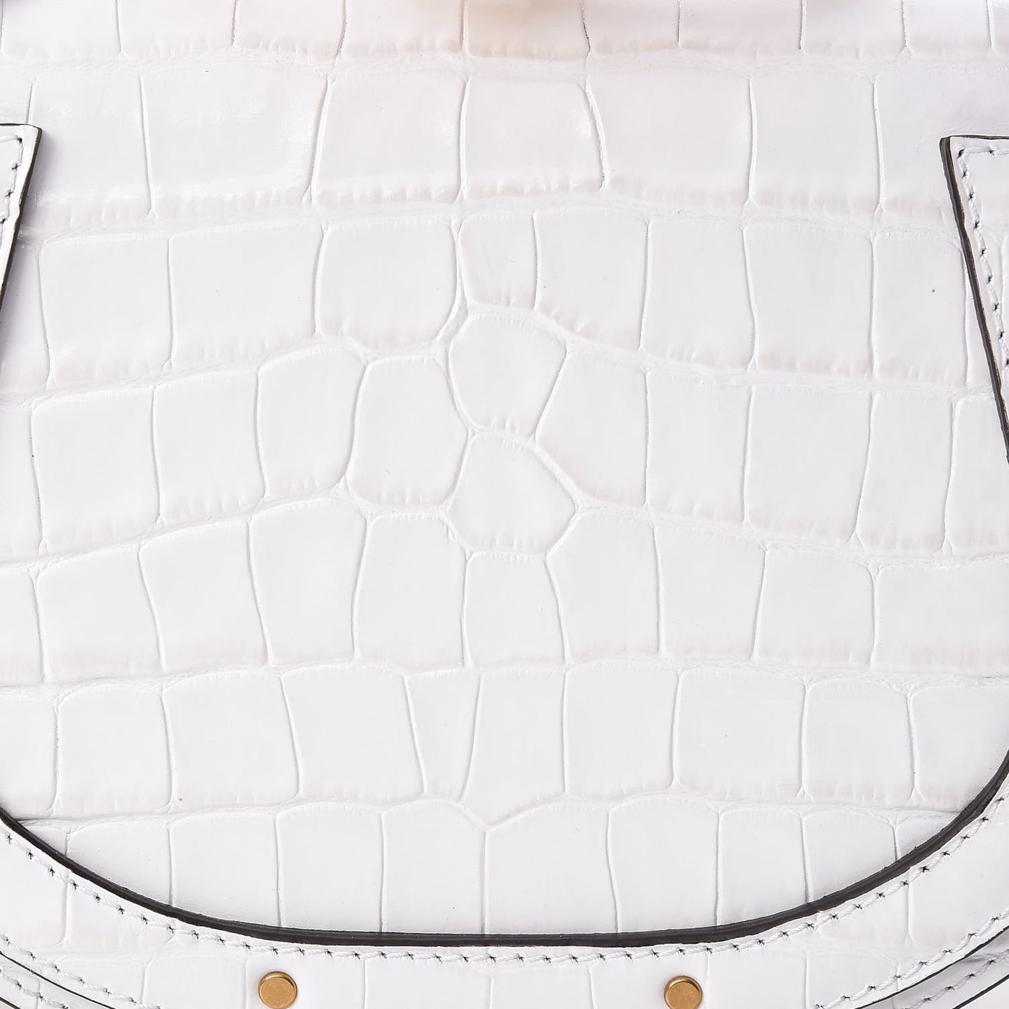 Suede Calfskin Crocodile Embossed Small Nile Bracelet Bag Brilliant White