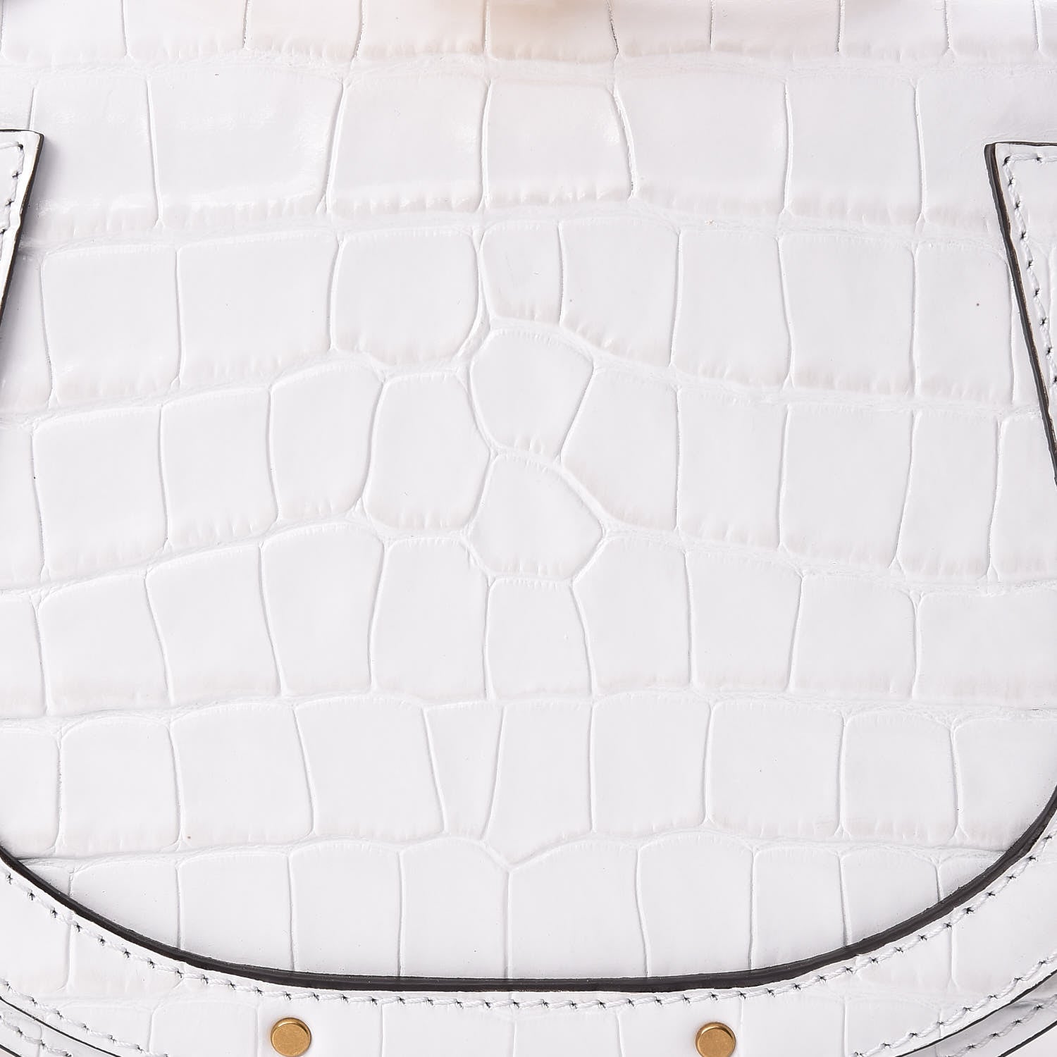 Chloe Suede Calfskin Crocodile Embossed Small Nile Bracelet Bag Brilliant White 8 of 11
