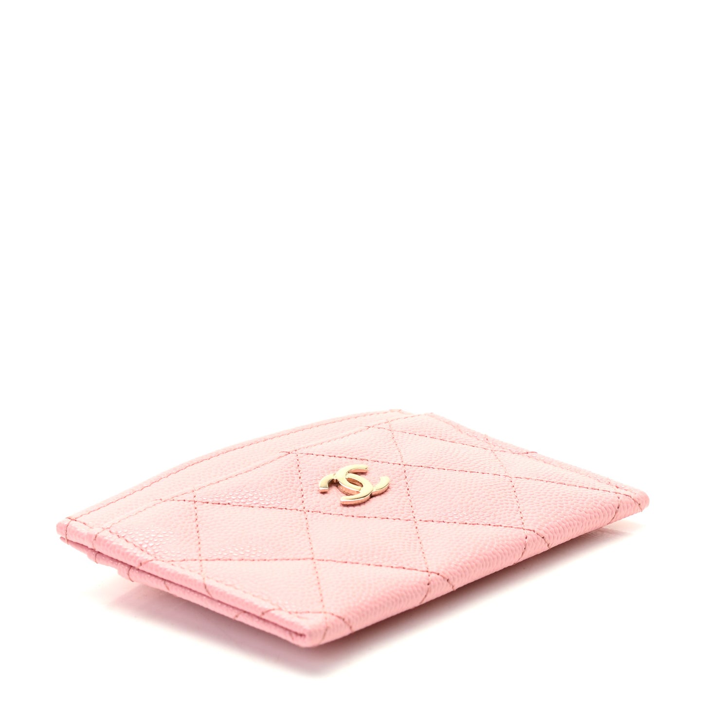 Caviar Quilted Card Holder Pink