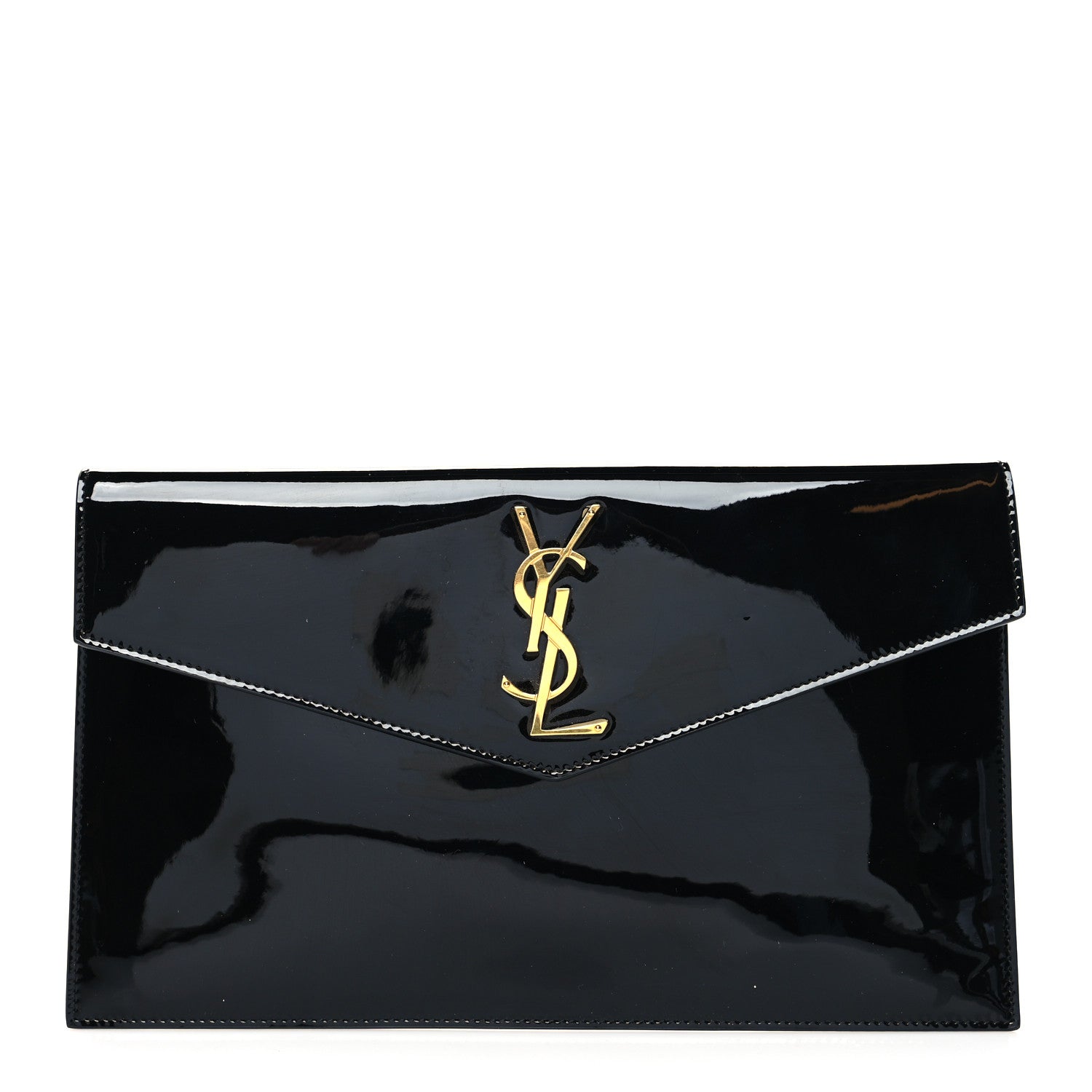 Saint Laurent Patent Classic Monogram Uptown Clutch Black 1 of 8